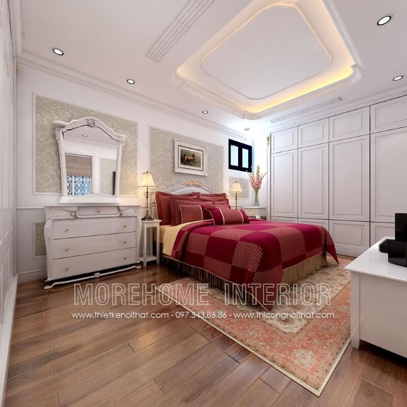 Giường ngủ chung cư tân cổ điển Giường ngủ chung cư tân cổ điển