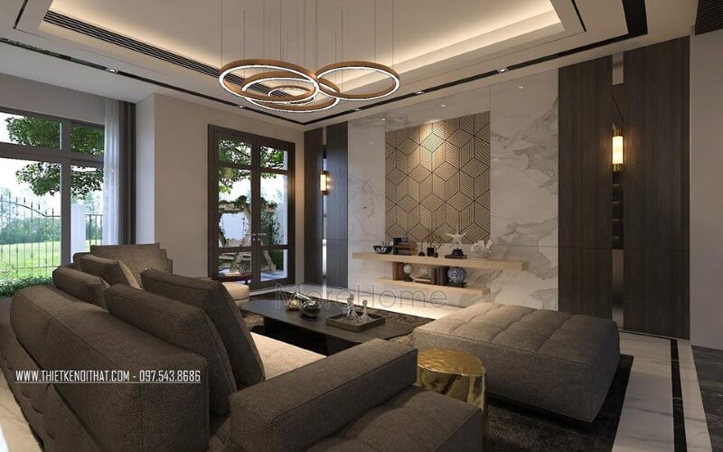 Trang trí nội thất phòng khách hiện đại, đẹp, sang trọng từ đồ nội thất cao cấp cùng cách bố trí độc đáo. Thiết kế phòng khách nhà phố